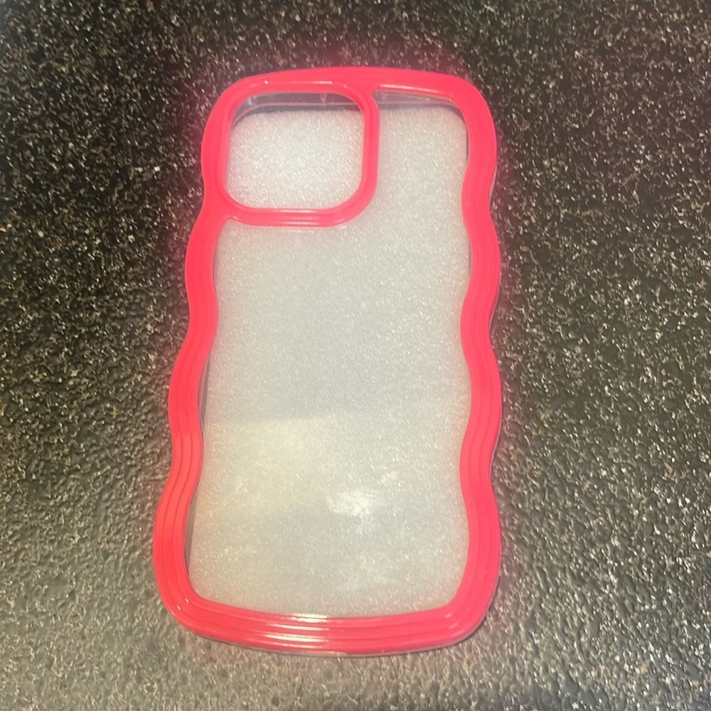 Pink 3D Dual-Layer Wavy Scratch-Resistant, Sweat-Proof And Phone Case